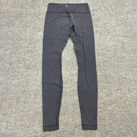 Lululemon Wunder Under Leggings Sz 4 Navy White Pinstripe High Rise Full Length - Picture 4 of 13